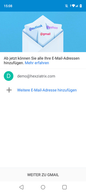 Wählen Sie WEITER ZU GMAIL