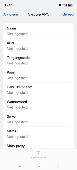 Voer internetgegevens in