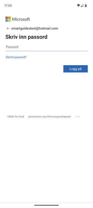 Skriv inn passord og velg Logg på