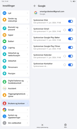 Din informasjon blir synkronisert