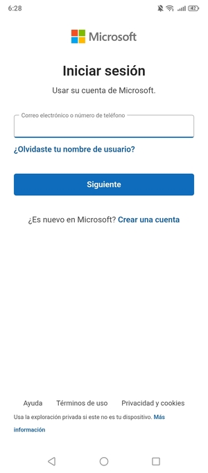 Introduzca su dirección de Hotmail y seleccione Siguiente
