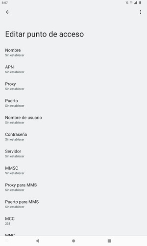 Introduzca la información de Internet