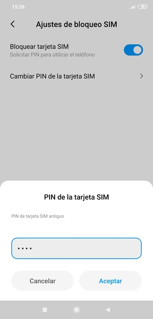 Introduzca su PIN de tarjeta SIM antiguo y seleccione Aceptar