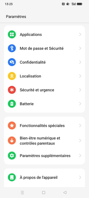 Faites défiler et sélectionnez Mot de passe et Sécurité