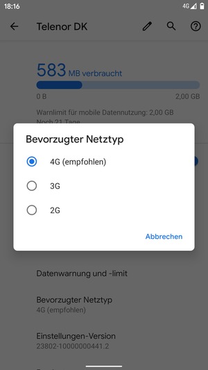Wählen Sie die gewünschte Option