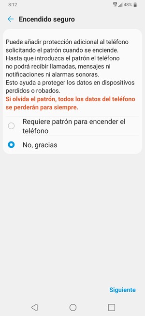 Seleccione la opción deseada y seleccione Siguiente