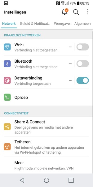 Selecteer Netwerk en Wi-Fi