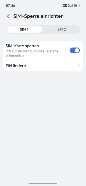 Wählen Sie SIM 1 oder SIM 2 und wählen Sie PIN ändern