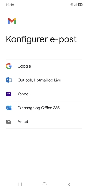 Velg Outlook, Hotmail og Live