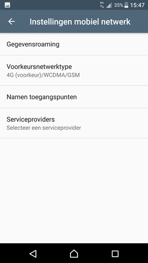 Selecteer Voorkeursnetwerktype