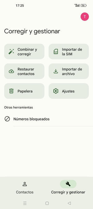 Seleccione Importar de la SIM