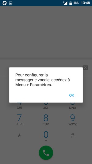 Si votre messagerie vocale n'est pas configurée, sélectionnez OK