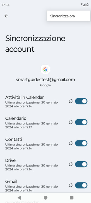 Seleziona Sincronizza ora