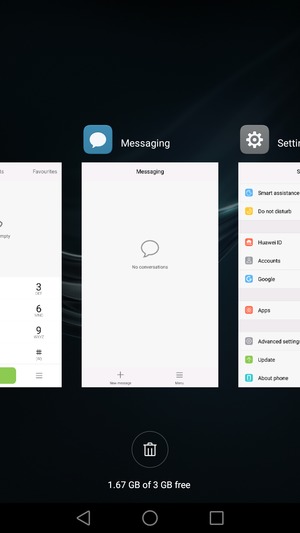 Sélectionnez l'icône Supprimer pour fermer toutes les applis en cours d'exécution
