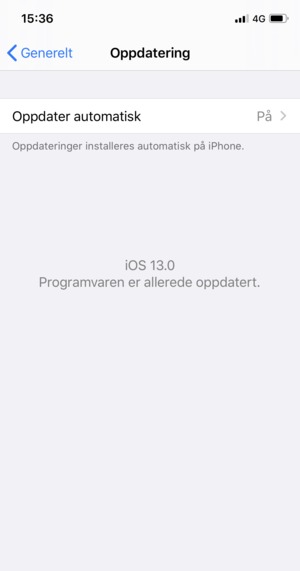 Hvis din iPhone er oppdatert, vil du se følgende skjermbilde