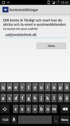 Ge ditt konto ett namn och välj Nästa