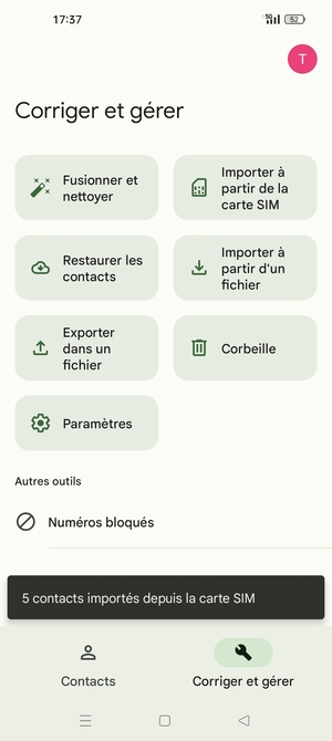 Vos contacts vont être enregistrés sur votre compte Google et dans votre téléphone lors de la prochaine synchronisation de Google.