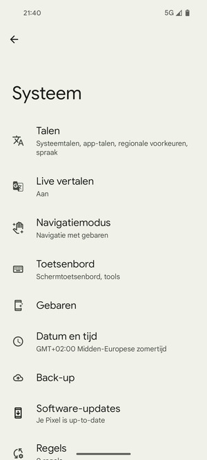 Selecteer Back-up