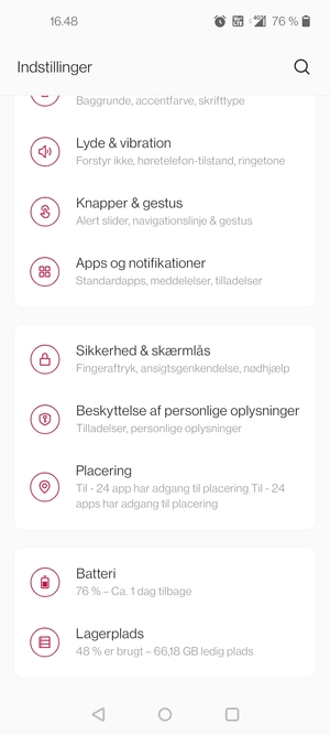 Scroll til og vælg Sikkerhed & skærmlås