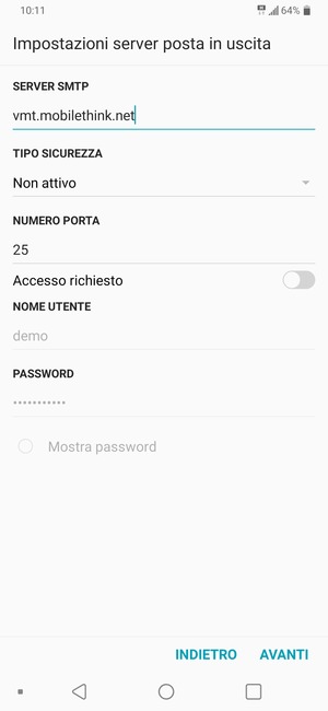 Disattiva Accesso richiesto e seleziona AVANTI
