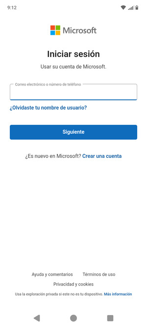 Introduzca su Dirección de correo electrónico y seleccione Siguiente