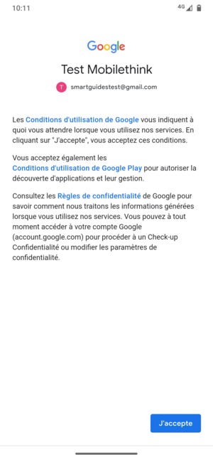 Sélectionnez J'accepte