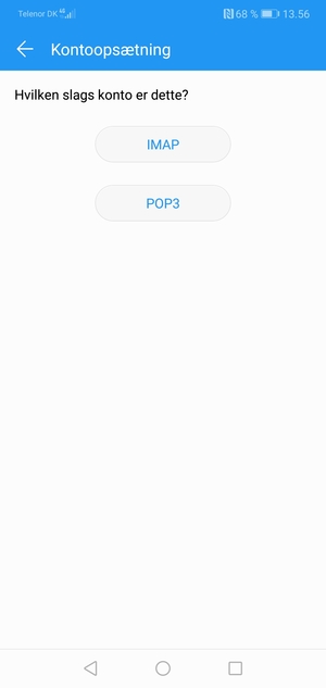 Vælg IMAP eller POP3