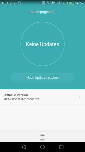 Falls Ihr Handy aktualisiert ist, wird Ihnen der folgende Bildschirm angezeigt