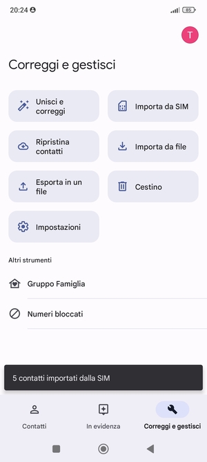 I tuoi contatti verranno salvati sul tuo account Google, e salvati sul tuo telefono la prossima volta che Google sarà sincronizzato.