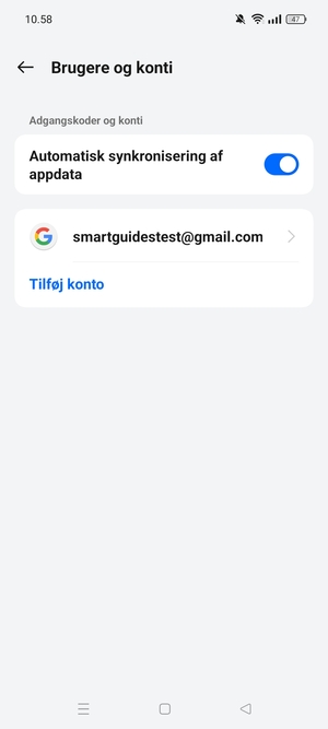 Vælg din Google konto