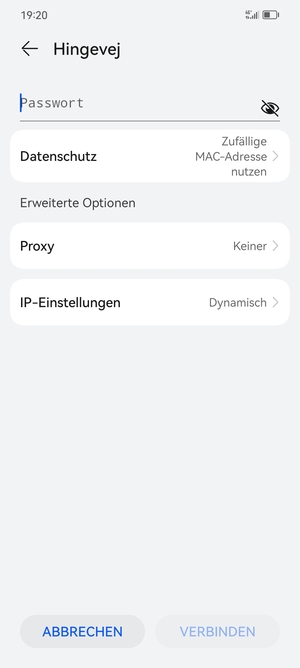 Geben Sie das WLAN-Passwort ein und wählen Sie VERBINDEN