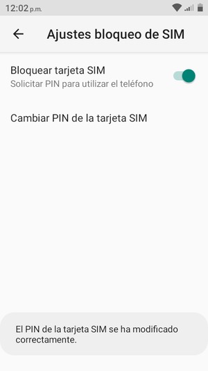 Su PIN de la tarjeta SIM ha sido cambiado