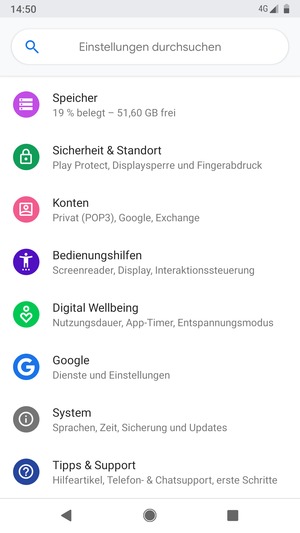 Scrollen Sie und wählen Sie Sicherheit & standort