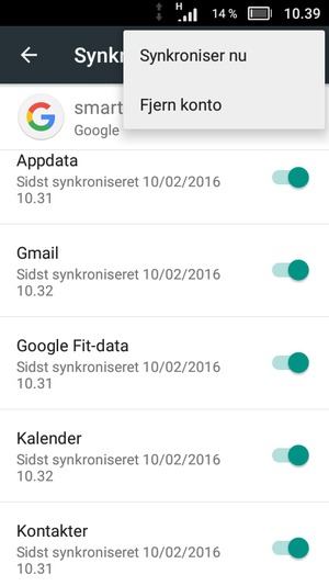 Vælg Synkroniser nu