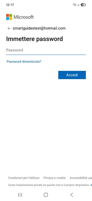 Inserisci la tua password e seleziona Accedi