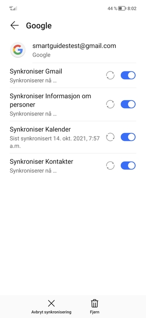 Din informasjon blir synkronisert