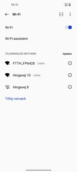 Vælg det trådløse netværk, du ønsker at oprette forbindelse til