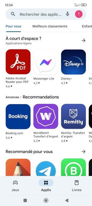 Sélectionnez la barre de Recherche