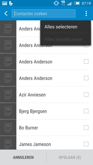 Selecteer de Menu-knop en selecteer Alles selecteren