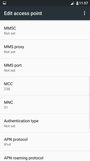 Scroll down and enter MMS information