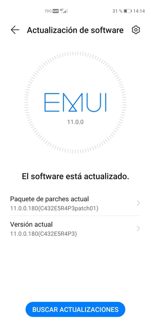 Si su teléfono está actualizado, verá la siguiente pantalla