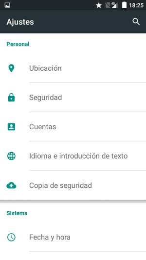Desplácese y seleccione Seguridad