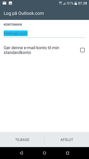 Giv din konto et navn og vælg AFSLUT