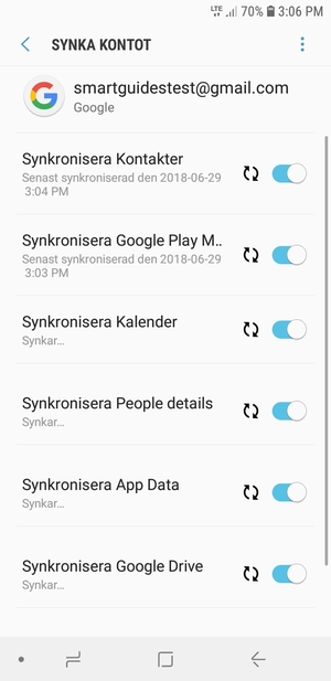 Din information kommer att synkroniseras