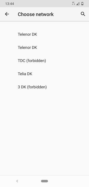 Select a network operator from the list