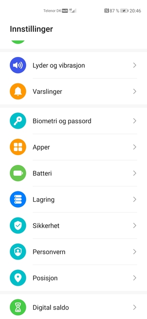 Bla til og velg Batteri