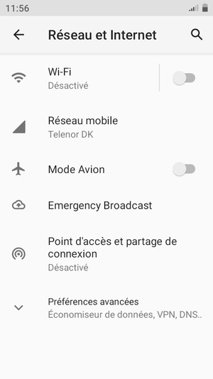Sélectionnez Réseau mobile