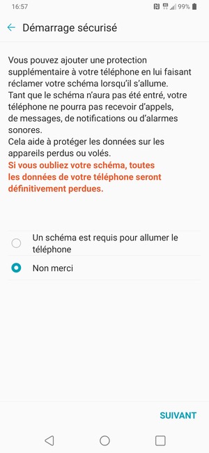 Sélectionnez votre option préférée et sélectionnez SUIVANT