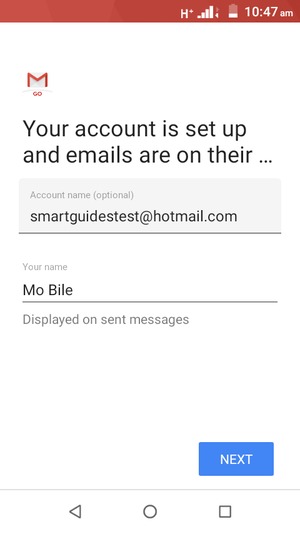 Give your account a name and enter your name. Select NEXT