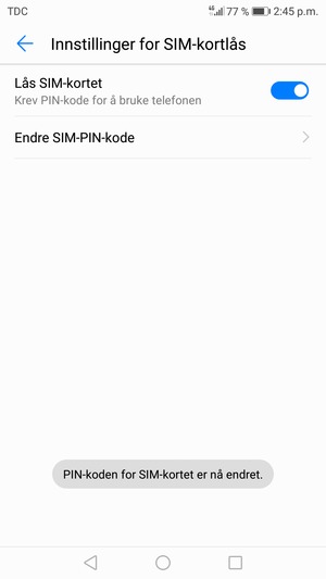 Din PIN-kode for SIM-kort er endret